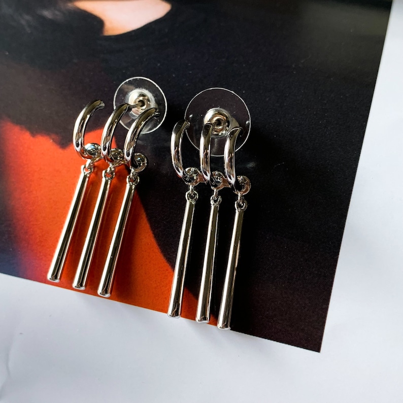 Sliver Zoro earrings Just one ear piercing silver needle hypoallergenic image 4