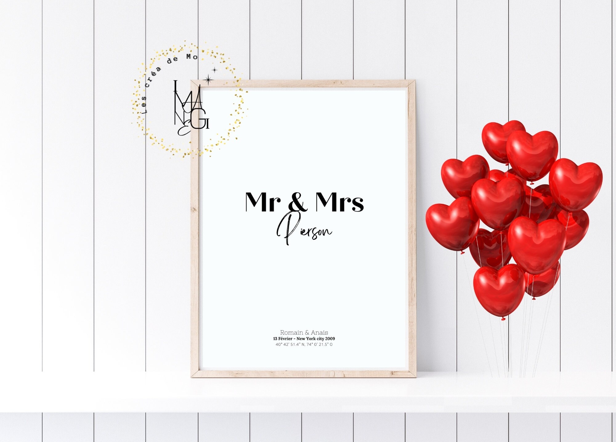 Affiche Couple | Affiche Cadeau Cadeau Mariage, St Valentin Les Crea de Mo