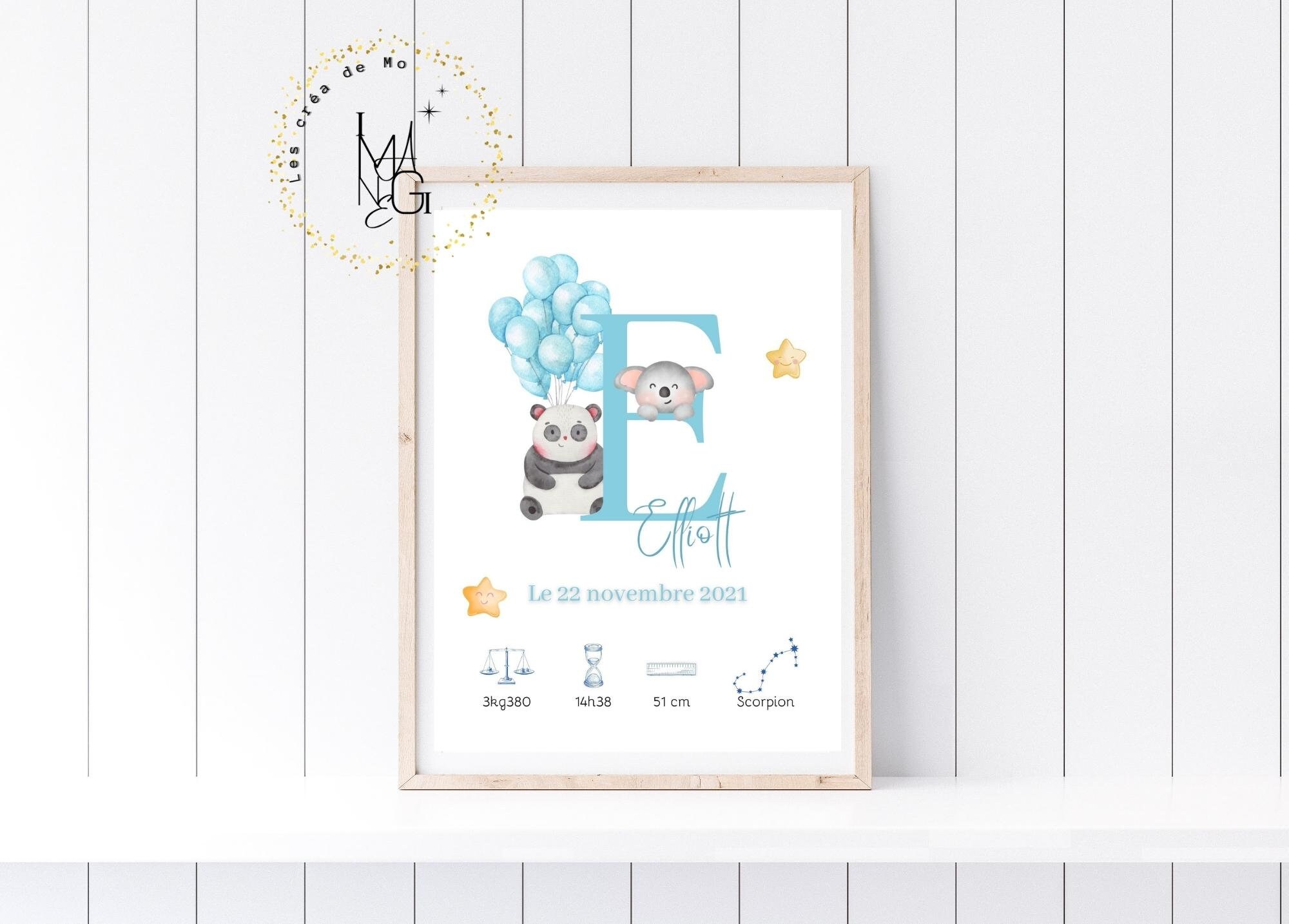 Affiche Cadeau Naissance | Affiche Personnalisée Affiche Bienvenue Bébé Les Créa de Mo