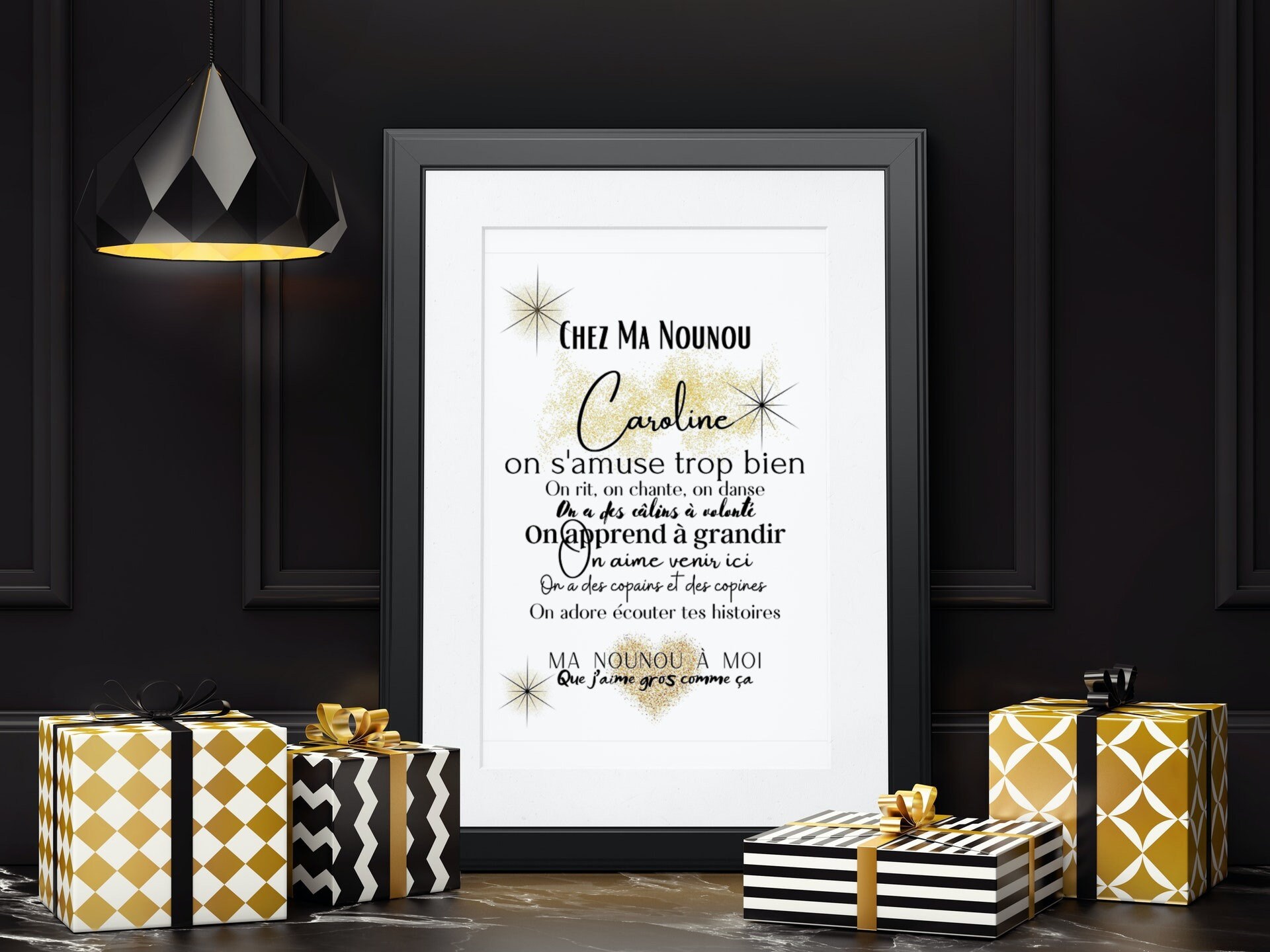 Affiche Cadeau Nounou | Affiche Atsem Maitresse Fin d'année Nourrice Assistante Maternelle