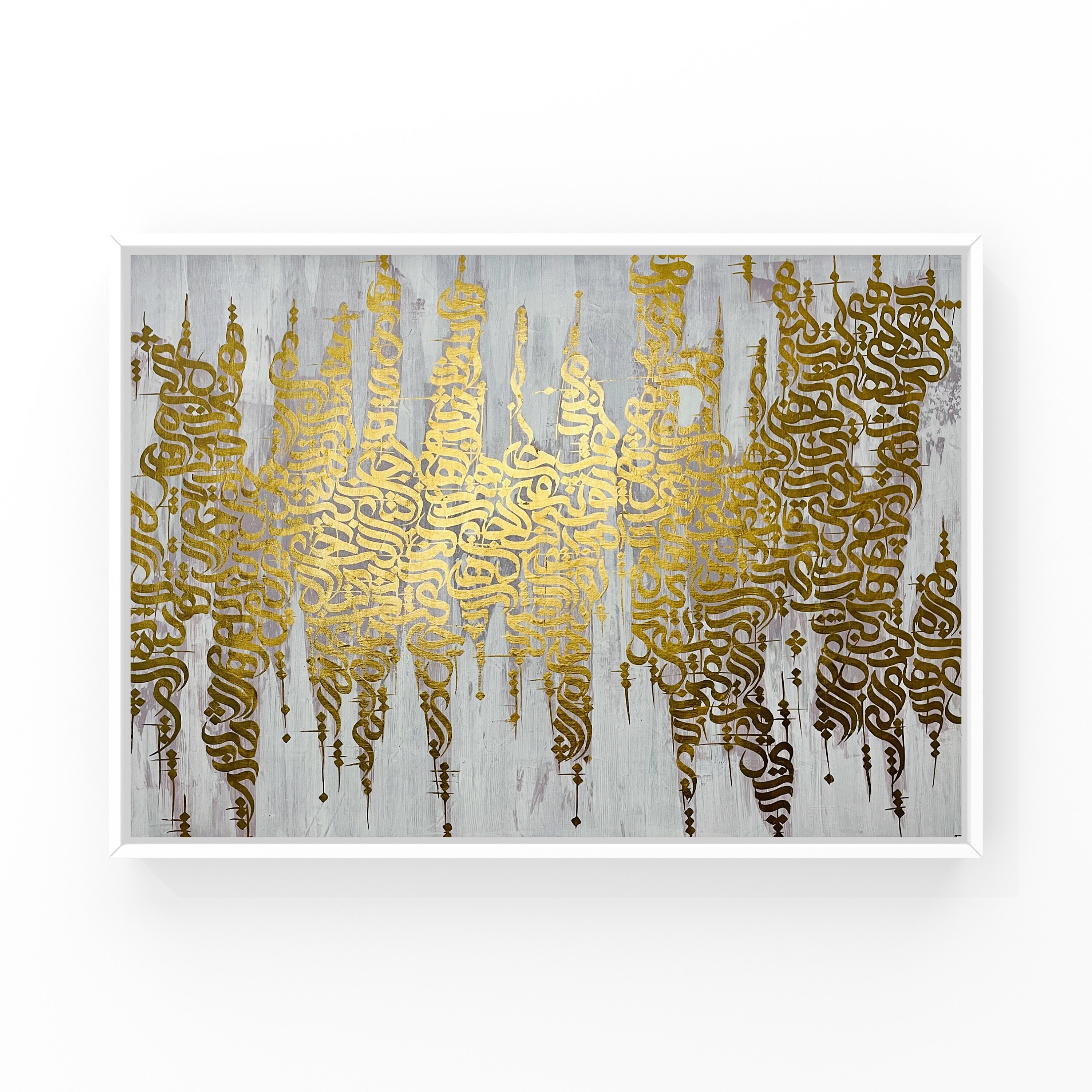 Peinture sur Toile à L'huile Calligraphie Design et Décorative en Feuille d'or 22 Carats