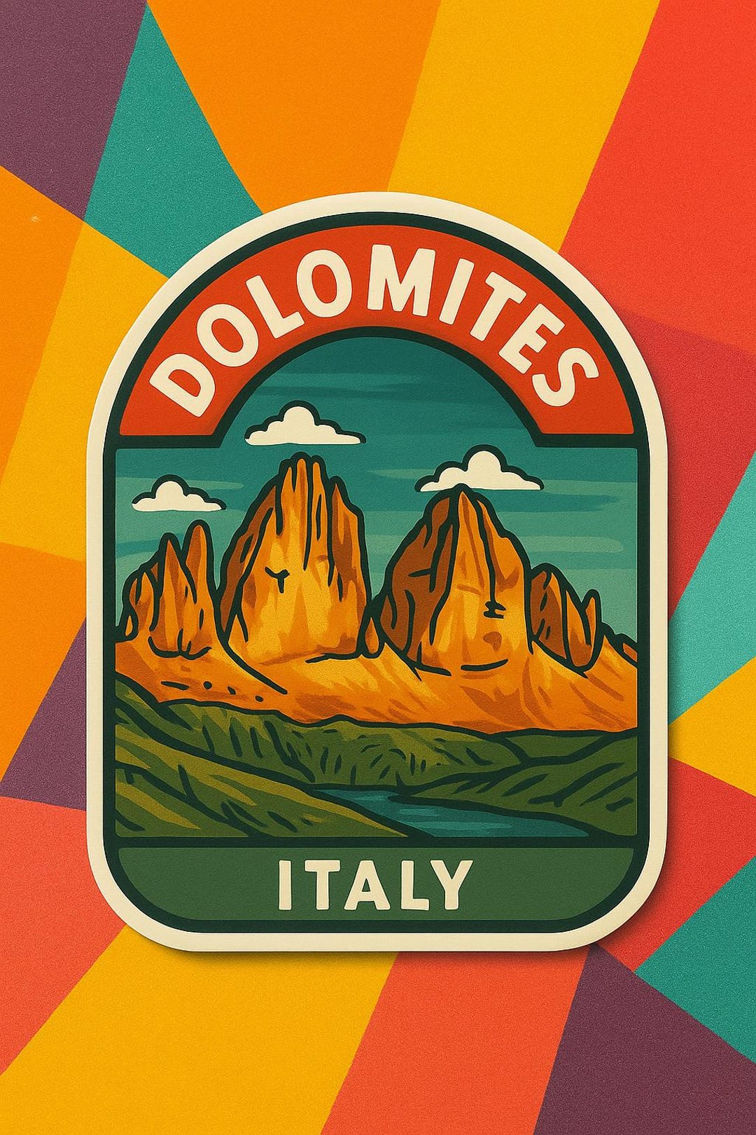 Dolomites Italy Hiking Vinyl Sticker: Mountain Adventure Travel Decal ...