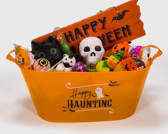 HALLOWEEN BOX (100) trick or treat,snacks,spooky basket,halloween box,college gift box, rubber duck, candy box, boo box, treats college