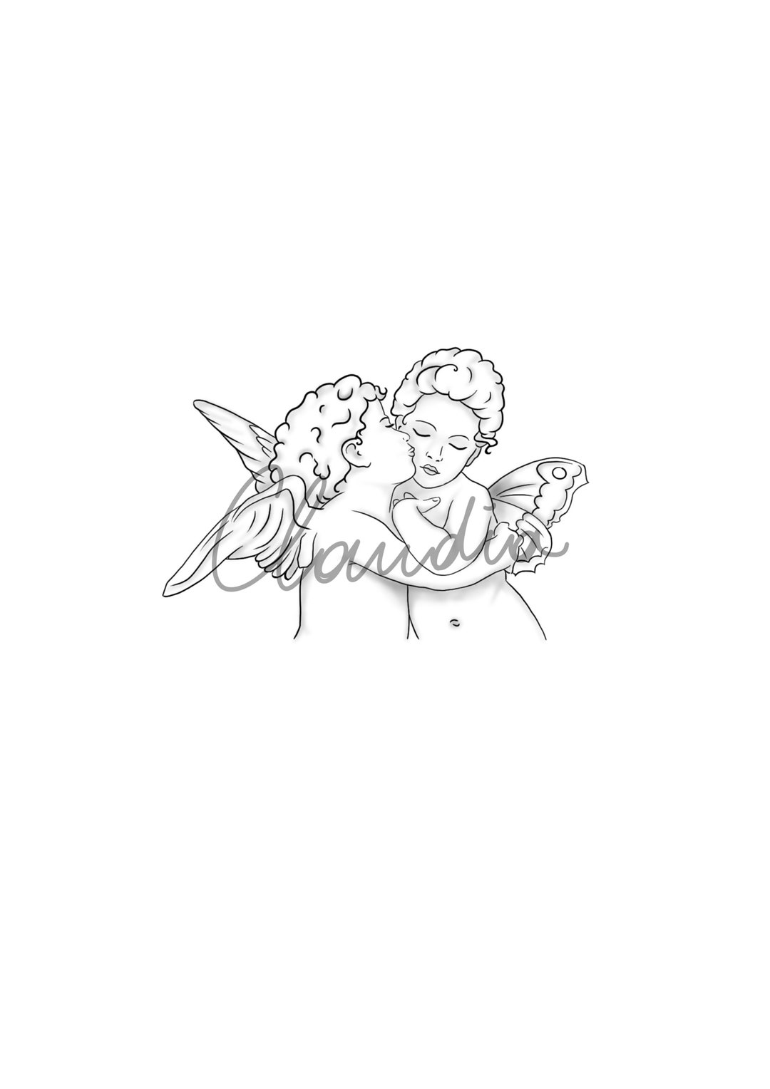 Cupid and Psyche Tattoo Design Printable 2 Versions - Etsy