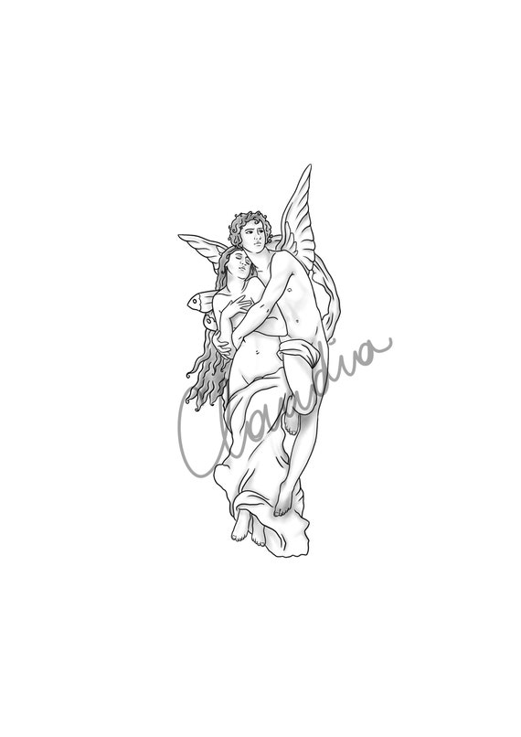 Buy Cupid and Psyche Tattoo Design Printable 2 Versions Online in India   Etsy