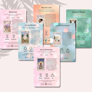Digital Beginner Tarot Deck PDF, Tarot cards with meaning on it, Training and learning tarot,Beginner's Tarot Cards with Keywords