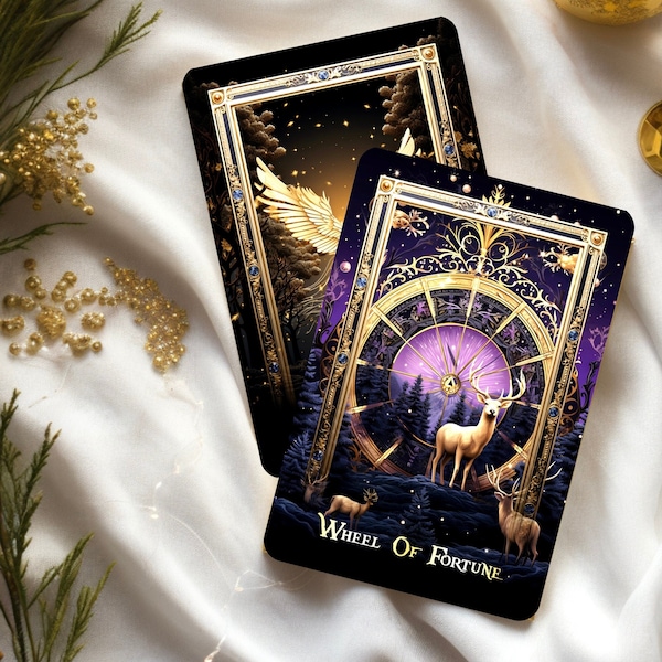 Christmas Tarot Deck with Guidebook: Moon Mystery, AI Art