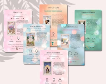 Digitales Tarot-Deck für Anfänger im PDF-Format, Tarotkarten mit Bedeutung darauf, Training und Lernen von Tarot, Tarotkarten für Anfänger mit Schlüsselwörtern