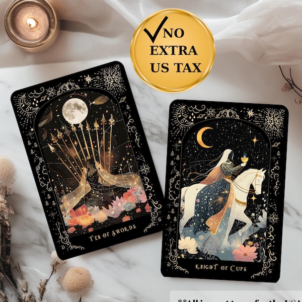 Tarot Deck, Tarot Card Deck with Guidebook, Unique Tarot Cards, Midnight Garden
