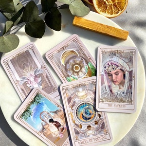 Tarot deck,tarot cards deck with guidebook,complete beginner deck,oracle deck,divination tools,gold celestial deck,Starspell tarot deck