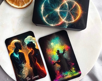 AI-Designed Tarot Deck with Guidebook, Pouch & Stone - 78 Card Deck