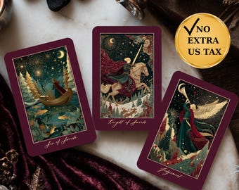 Baraja de Tarot Navideña Golden Eve – Cartas de Tarot de Lujo, Paleta de Invierno Oscuro