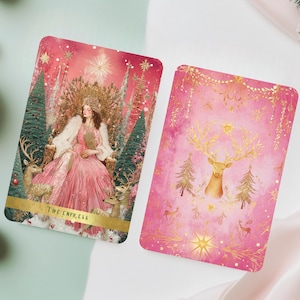 Jeu de tarot de Noël rose, jeu de cartes de tarot avec guide, tarot complet avec 78 cartes, jeu de tarot rougissant