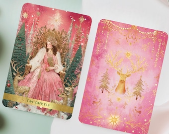 Blushing Noel Tarot Deck: Pink Christmas Tarot Cards with