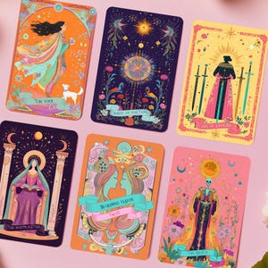 Blooming Visions-tarotdeck, 78 kaarten kleurrijke bloementarotset voor beginners, dromerig esthetisch heksenspel met gids