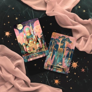 Baraja de Tarot con Guía, Tarot Completo con 78 cartas, Baraja de Oráculo Única Indie, Baraja de Tarot de Carnaval Celestial imagen 9