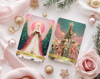 Blushing Noel Tarot Deck: Pink Christmas Tarot Cards with