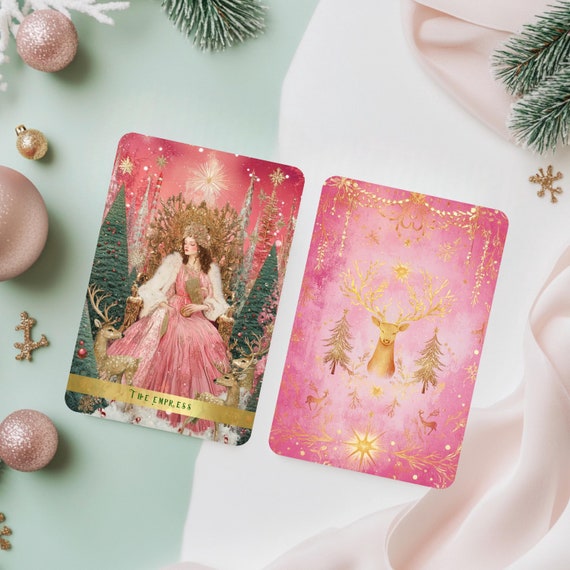 Blushing Noel Tarot Deck: Pink Christmas Tarot Cards with
