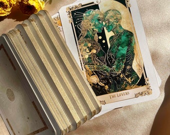Tarot Deck, Tarot Cards with Guidebook,Artificial Intelligence,78 Tarot Cards,Gold and White Oracle Cards,Gold Edge,Child of the Moon tarot