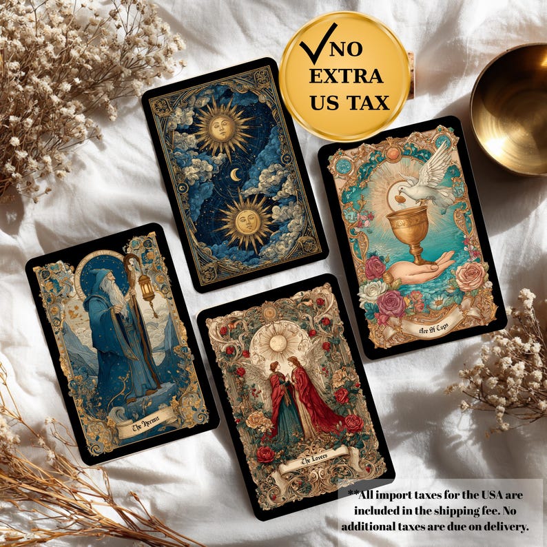Baraja de Tarot Aurora antigua con guía, cartas de Tarot Art Nouveau imagen 1