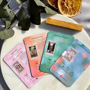 Beginner Tarot, Tarot cards with meaning on it, Training and learning tarot,Beginner's Tarot Cards with Keywords, Divination Tools Gift