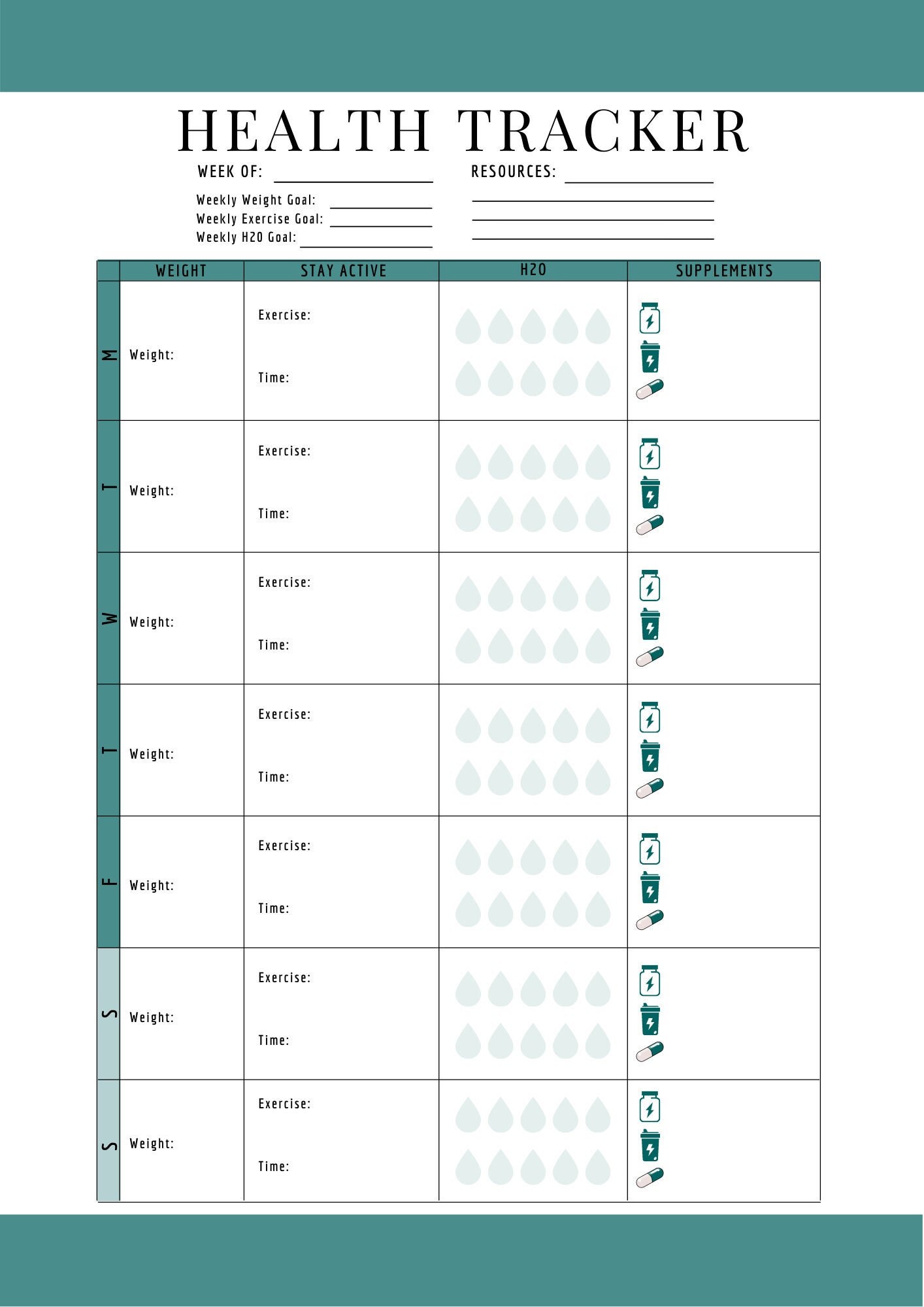 Health and Wellness Tracker Printable Health Tracker - Etsy