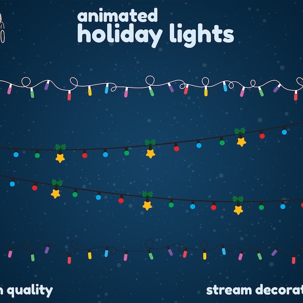 Animated Holiday Lights - Twitch Overlays - Stream Decoration - Cozy - Twinkle Lights for Christmas