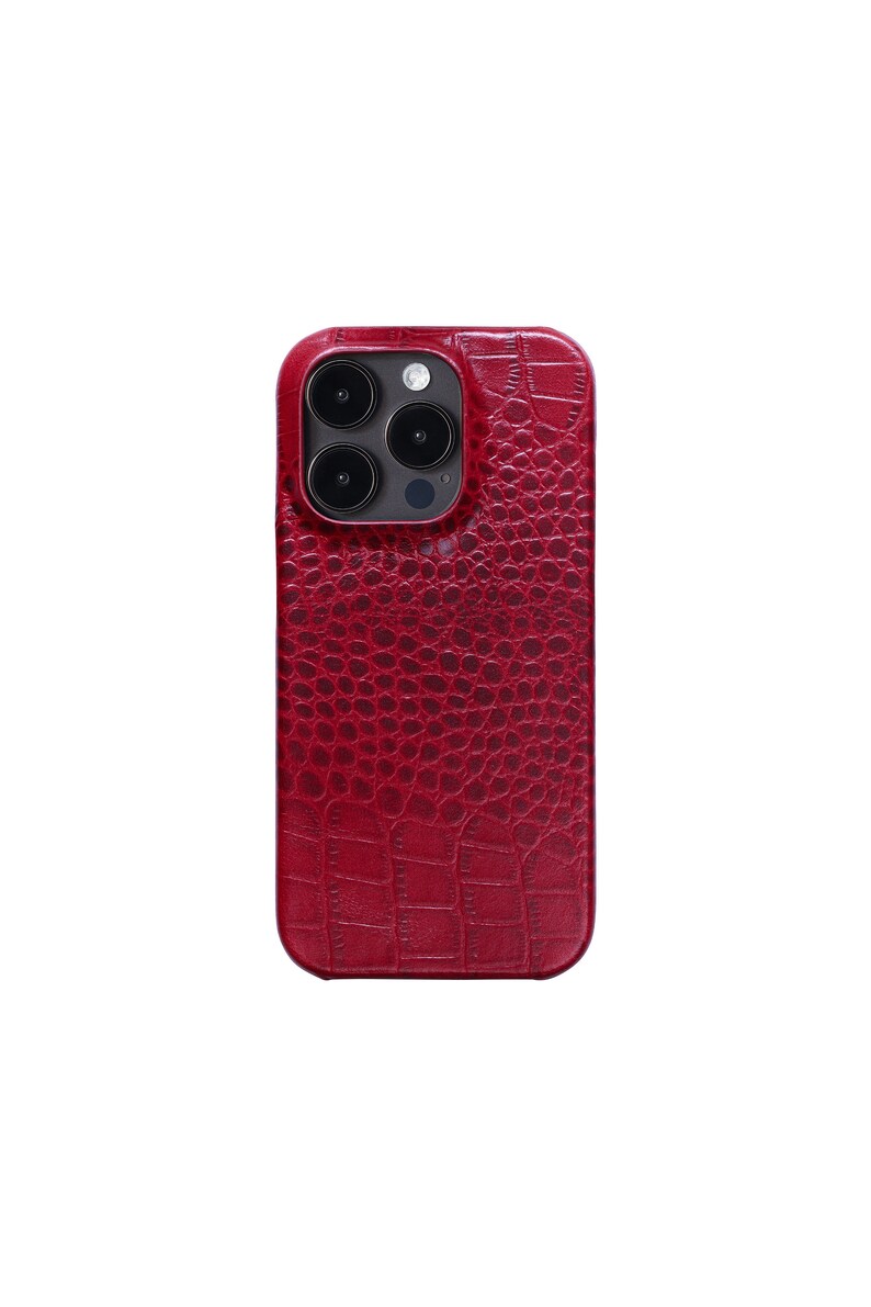 IPhone 15 Pro Crocodile Leather Case With Magsafe Red - Etsy