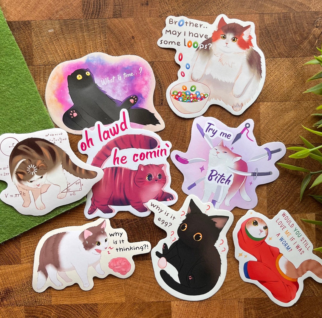 Meme Cats | Weatherproof Stickers - Etsy