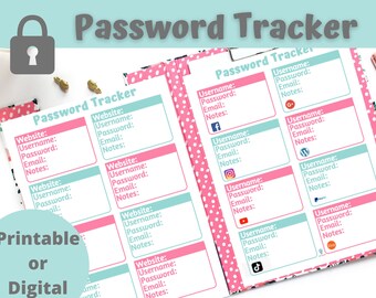 Printable Password Tracker: GoodNotes Compatible Password Keeper (PDF)