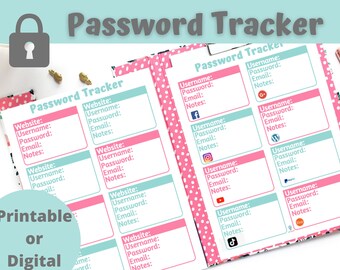 Printable Password Tracker, Good Notes Compatible, Password Planner, Password Printable, Password Keeper,  Spoonie Printable, Brain Fog