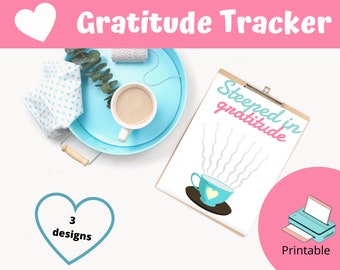 Gratitude Journal, Printable, Digital, Gratitude Planner, Gratitude Tracker, Steeped in gratitude, Gratitude Poster, Grateful Heart,Download