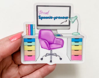 Spooniepreneur Vinyl Sticker, Chronic Illness Entrepreneur, Spoonie Small Business Owner,  WAHM, Laptop Decal, Water bottle Sticker, Illness