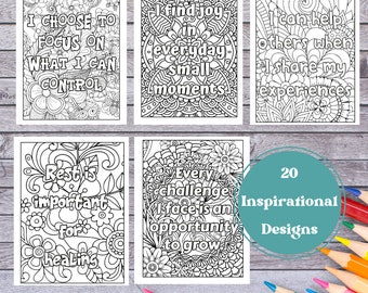 Inspirational Colouring Pages for Chronic Illness. . Affirmation Coloring Book for Adults.  Spoonie Affirmations. Printable Coloring Pages.