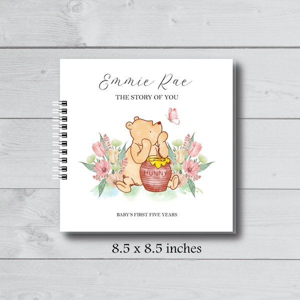 Baby Book, Baby Girl Memory Journal, Pregnancy Planner, Classic Winnie the Pooh Nursery, Baby Shower Gift, New Mom Photo Album, New Baby SB7