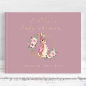 Baby Shower Guest Book • Peter Rabbit Photo Album • Girl Baby Shower • Pink Baby Shower Gift • Gold Foil • Beatrix Potter Guest Book•GBB4