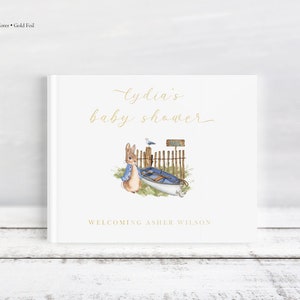 Baby Shower Guest Book • Peter Rabbit Photo Album • Mom to be Gift • Photo Booth Album • Baby Shower • Gold Foil • Hardcover Guestbook •GBB1