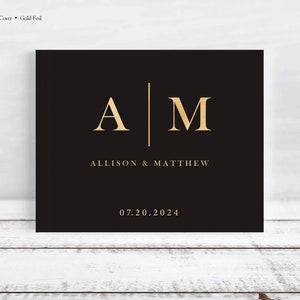 Wedding Guest Book • Real Gold Foil & Black Guest Book • Custom Wedding Album • Hardcover Guest Book • Bridal Shower Gift • Chic Wedding GW4