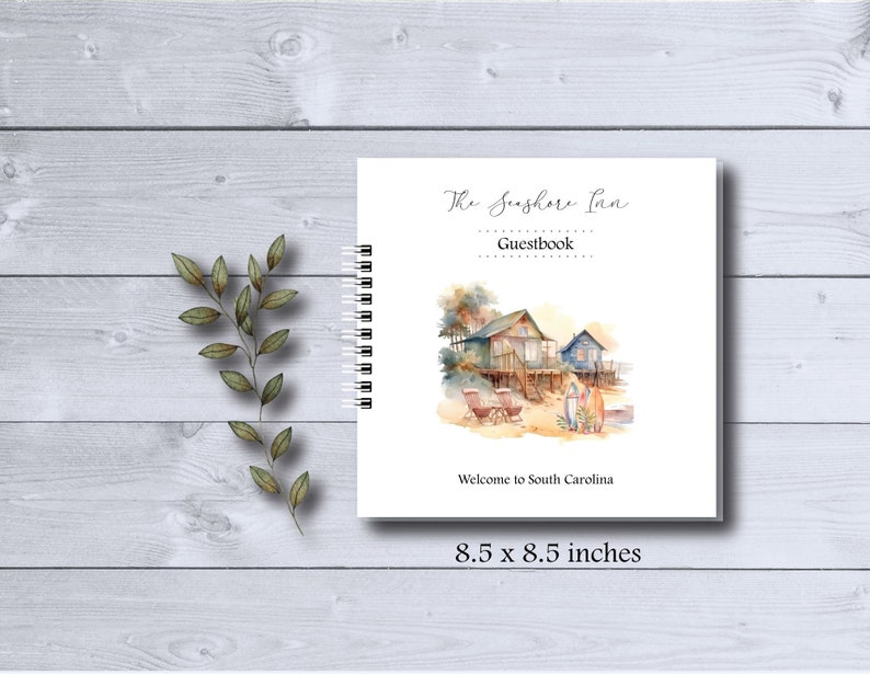 Vacation Rental Guestbook, Personalized Guest Books, Airbnb, VRBO, Hotel Guestbook, Surfboard
