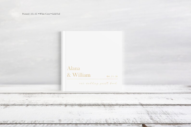 Custom Wedding Guest Book Gold Foil Guestbook White Guest Book Simple