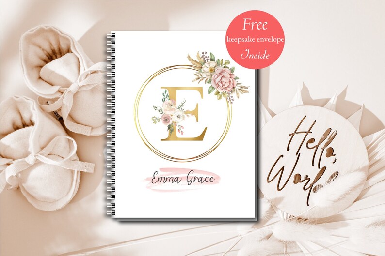 Girl Baby Book Flower Memory Book Gold Pink Nursery Etsy