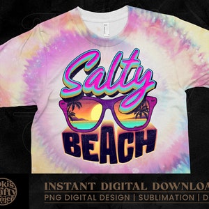 Salty Beach Sunglasses PNG: Retro Sublimation Design (Digital Download)