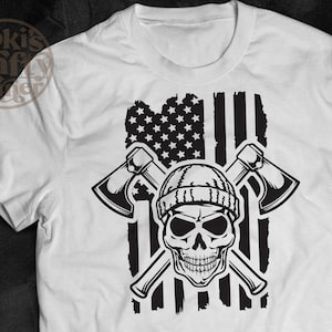 USA Lumberjack Skull SVG: Wood Cutter Design (Digital Download)