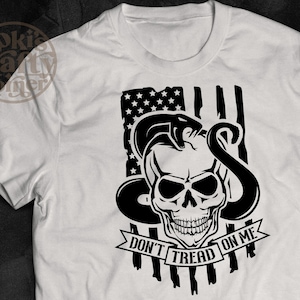 Don&#39;t Tread On Me SVG: Patriotic Rattlesnake Skull USA Flag (Digital Download)