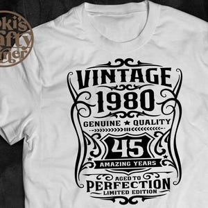 45th Birthday SVG: Vintage 1980 Design (Digital Download)