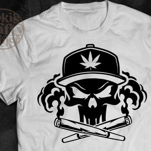 Svg crâne de mauvaises herbes | Svg de mauvaises herbes | Svg conjointe | Pochoir sur les mauvaises herbes | 420 Svg | Svg de cannabis | Svg de marijuana | Fichiers de coupe de mauvaises herbes | Articulation du crâne Svg, Skull Weed