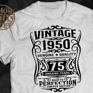 1950 Vintage Birthday Shirt For Men - "Since 1950 Aged Perfection" 75th Birthday Gift Idea