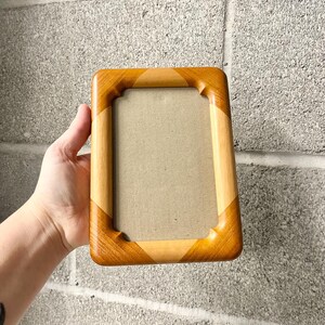 Vintage Two Tone Teak Wood 4 x 6 Inch Picture Frame - Solid Wood Frames - Retro Home Decor - 70s Style Photo Displays - Gallery Wall Decor