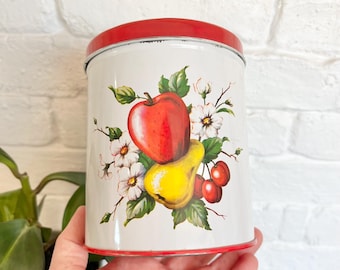 Retro Decoware Fruit and Floral Tin - Metal Decorative Tin - Stylish Kitchen Storage Containers - Vintage Home Decor - Unique Gift Box
