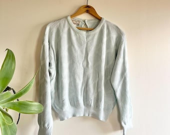 Vintage Light Blue 7th Avenue West Sweater - Retro Clothing Apparel - Lightweight Knit Sweaters Made in the USA